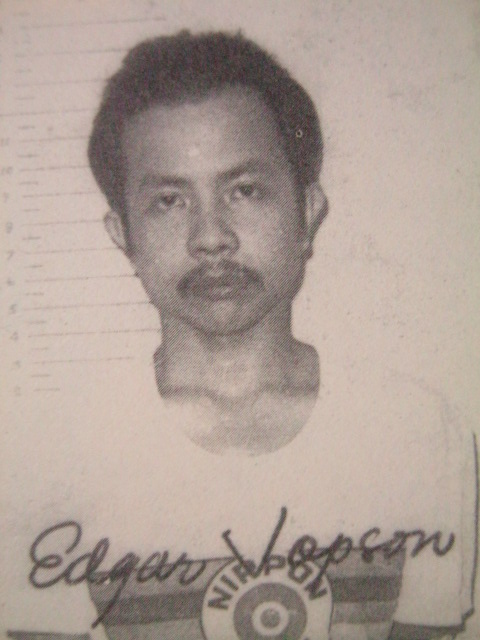 Si Edjop matapos mahuli noong June 17, 1979.  Mula sa U.G.