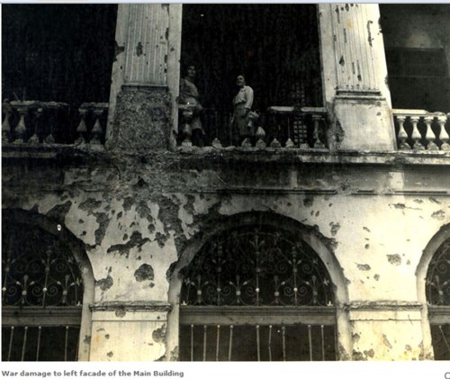 Ang gusaling tadtad ng bala.  Mula kay Sunny Velasco.