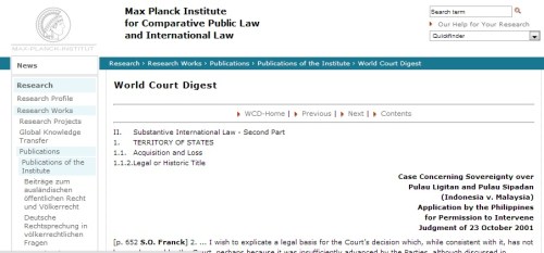 Ang pahina na nagtataglay ng opisyal na desisyon ng International Court of Justice ukol sa claim ng Pilipinas sa Sabah. Mula sa http://www.mpil.de/ww/en/pub/research/details/publications/institute/wcd.cfm?fuseaction_wcd=aktdat&aktdat=201010200400.cfm