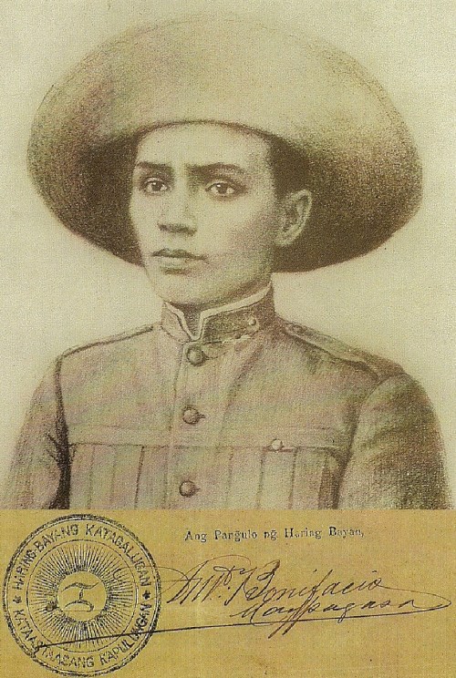 Andres Bonifacio, Unang pangulo ng Pamahalaang Mapanghimagsik na itinatag noong August 24, 1896 . Ibig sabihin gobyerno rebolusyunaryo na ito bago pa man ang Tejeros. Mula sa Studio 5.