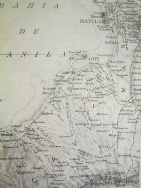 Lumang mapa ng Cavite. Mula sa Great Lives Series.