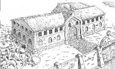 Ilustrasyon ng Casa Hacienda de Tejeros, mula kay Isagani Medina.