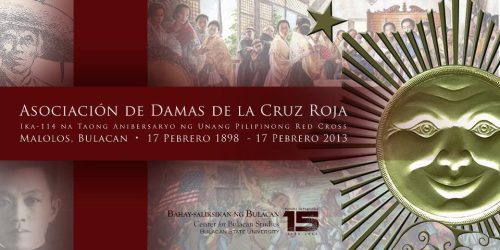 Ang poster na gumugunita sa kasaysayan ng Pilipinong Red Cross na unang natatag sa Malolos, Bulacan ng Bahay Saliksikan ng Bulacan, nilikha ni Ian Christopher Alfonso.