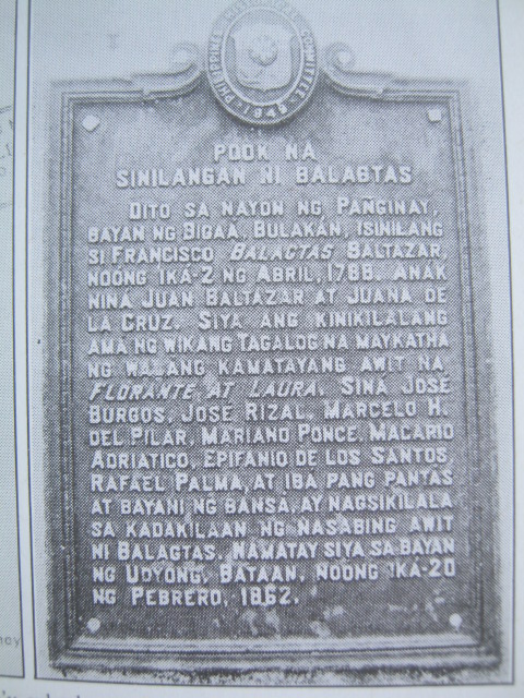 Panandang Pangkasaysayan sa pook sinilangan ni Francisco Balagtas.