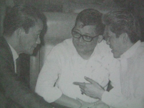 Si Gerry kasama ang mga kapwa senador Sergio "Serging" Osmena, Jr. at Benigno "Ninoy" Aquino, Jr.