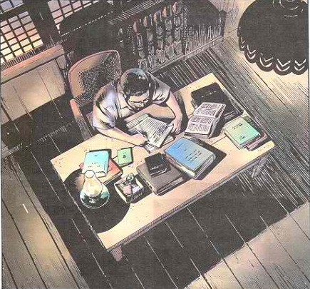 Ang Ka Felix sa kanyang tatlong araw na quiet time nang walang patid, walang tulog at walang kain.  Matapos nito, sinasabing nagpasya siya na muling itatag ang Iglesia ni Cristo sa malayong silangan.  Guhit ni Nestor Malgapo, Sr. sa LIWANAG komiks.