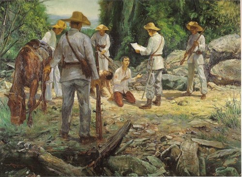 "The Verdict," obra ni Rody Herrera. Ayon sa testimonya ni Lazaro Makapagal. Makikita sa aklat na Fine Artists of the Philippines 1999 ni Marlene Aguilar at Larry Bortles.