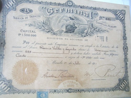 Katibayan mula sa Germinal, firmado ni Ariston Bautista-Lin.  Koleksyon Patricza Torio, kuha ni Xiao Chua.