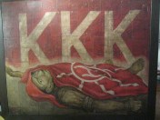 Ang alegorikal o simbolikal na paglalarawan ng patay na si Bonifacio.  Obra ni Bonifacio Cristobal na ineksibit sa GSIS Museo ng Sining.