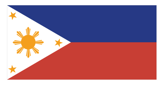 Ang bandilang inaprubahan ayon sa tamang sukat noong 1936. Ang blue ay navy blue. Mula sa http://malacanang.gov.ph/.