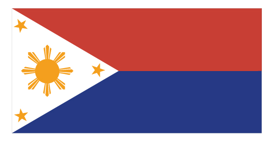 Ang bandilang pandigmang Pilipino noong Ikalawang Digmaang Pandaigdig. Nasa taas ang pula. Mula sa http://malacanang.gov.ph/.