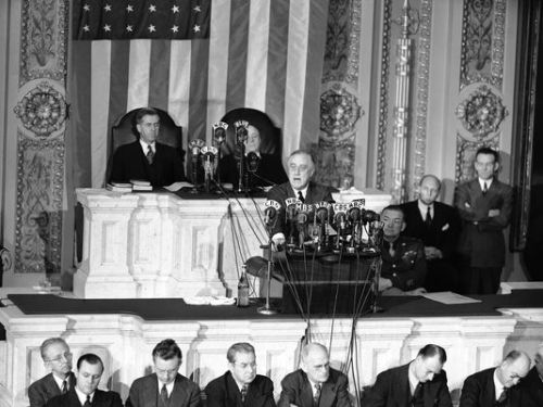 Franklin Roosevelt delivering one of his State of the Union Addresses. From gannett-cdn.com