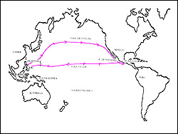 Ang ruta ng mga galyon mula Maexico patungong Pilipinas na nadiskubre ni Urdaneta.