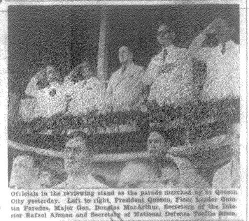 Commonwealth Day in new Quezon City, November 15, 1940.  From the Manila Bulletin microfilm of the University of the Philippines Main Library.