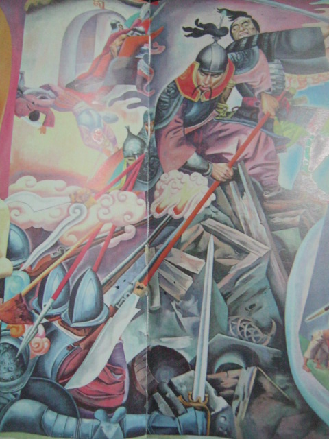 Ang pagsalakay ni Limahong. Detalye mula sa mural ni Carlos V. Francisco na pinamagatang "Filipino Struggles Through History" na nasa Bulwagang Katipunan ng City Hall ng Lungsod ng Maynila.