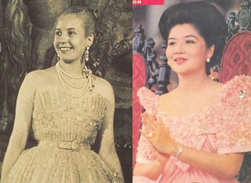 Si Evita at si Imelda bilang mga fashionista sa mga gowns.