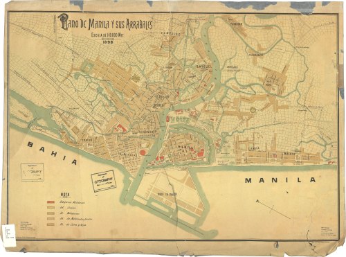 Mapa ng Intramuros at mga Arabales, 1898.