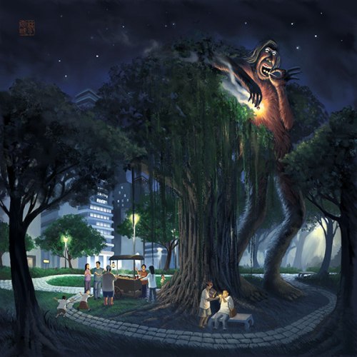 Kapre sa kalunsuran. Mula sa legendakota.blogspot.com.