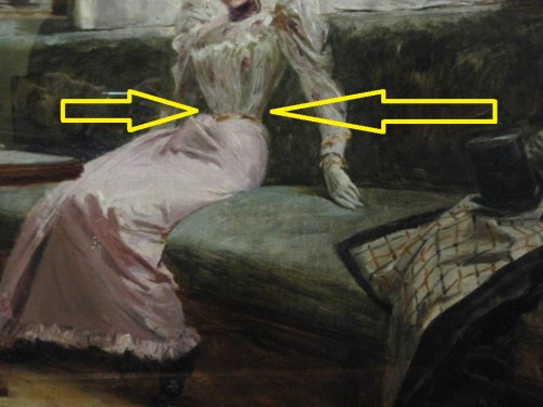 Ayon sa mga nagbasa ng obra maestra, anatomically impossible 12-inch waist ay kakatwa kung ginawa ng isang bihasang master painter (pero siyempre sa corsette, posible noon). Kuha ni Xiao Chua.